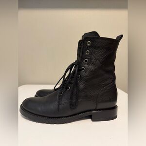 Frye Veronica Flex Leather Combat Boots Black Women’s US 9.5 B